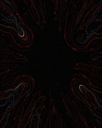 Cosmic Swirls With Red Blue Lines Rug