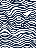 Abstract Navy White Wavy Lines Pattern Rug