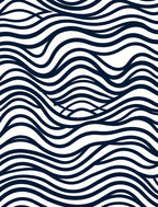 Abstract Navy White Wavy Lines Pattern Rug