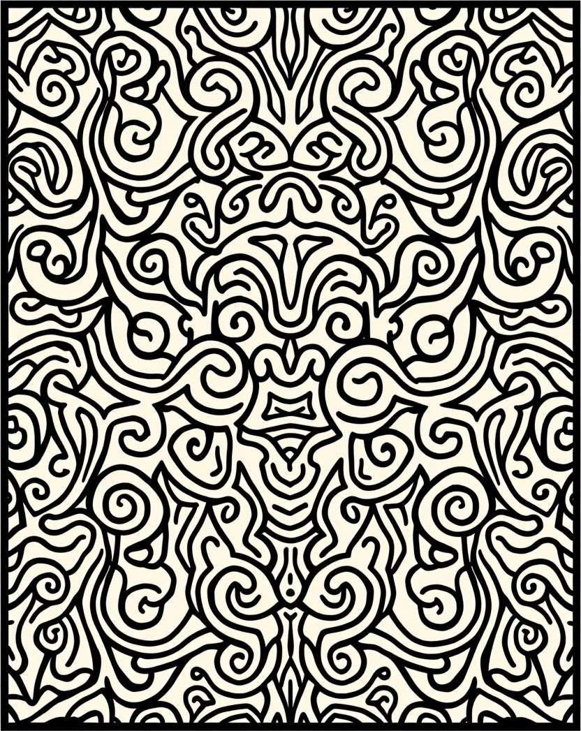 Black Swirls Classic Intricate Design Rug