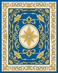 Blue And Gold Floral Scrollwork Rug