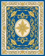 Blue And Gold Floral Scrollwork Rug