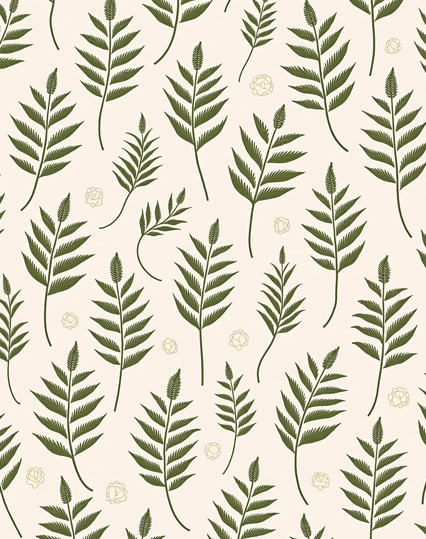 Fern Leaf Botanical Pattern Rug