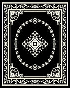 Elegant Black Ivory Classic Floral Design Rug