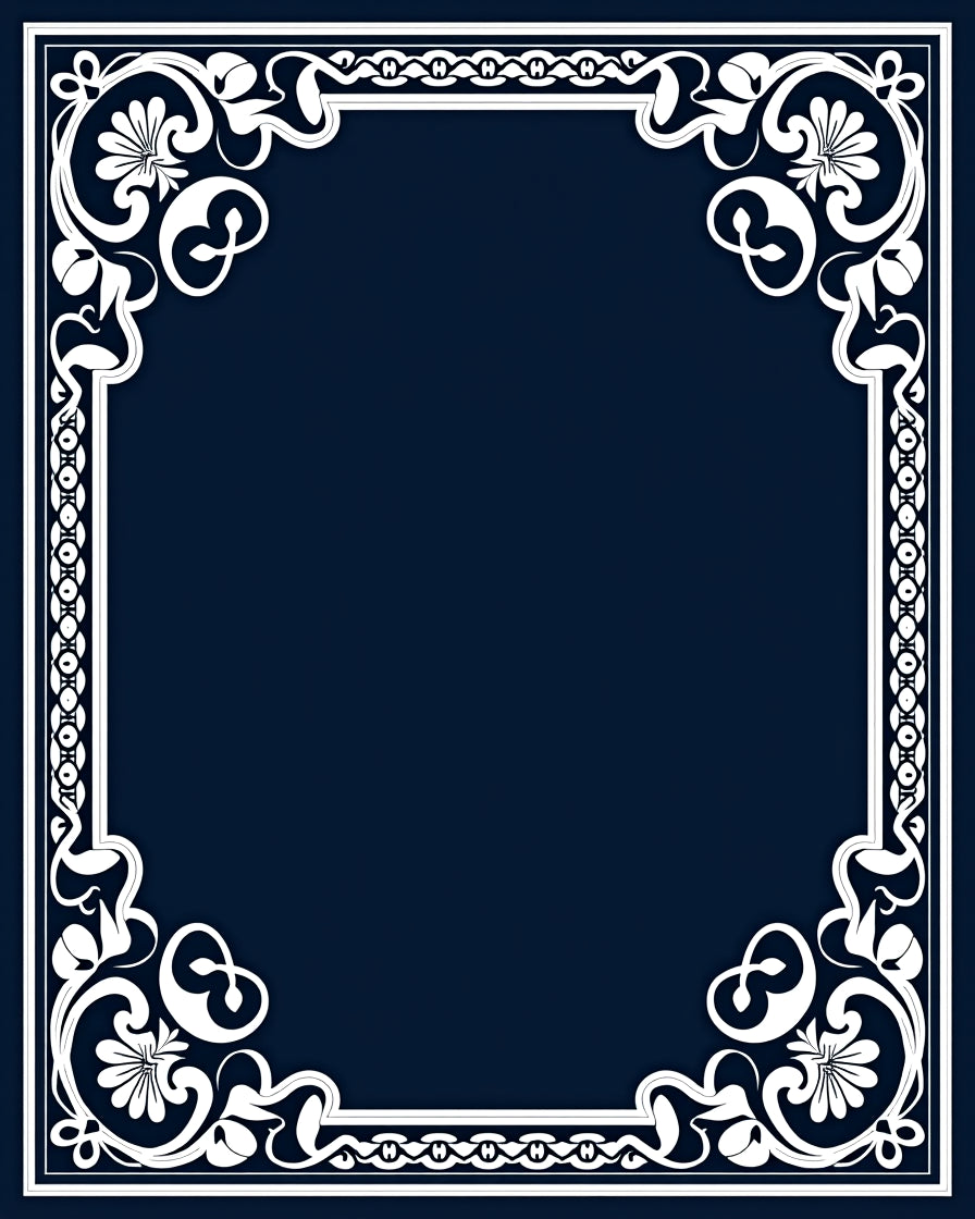 Elegant Floral Scrollwork Border Rug