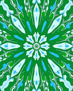 Green Blue Floral Mandala Pattern Rug