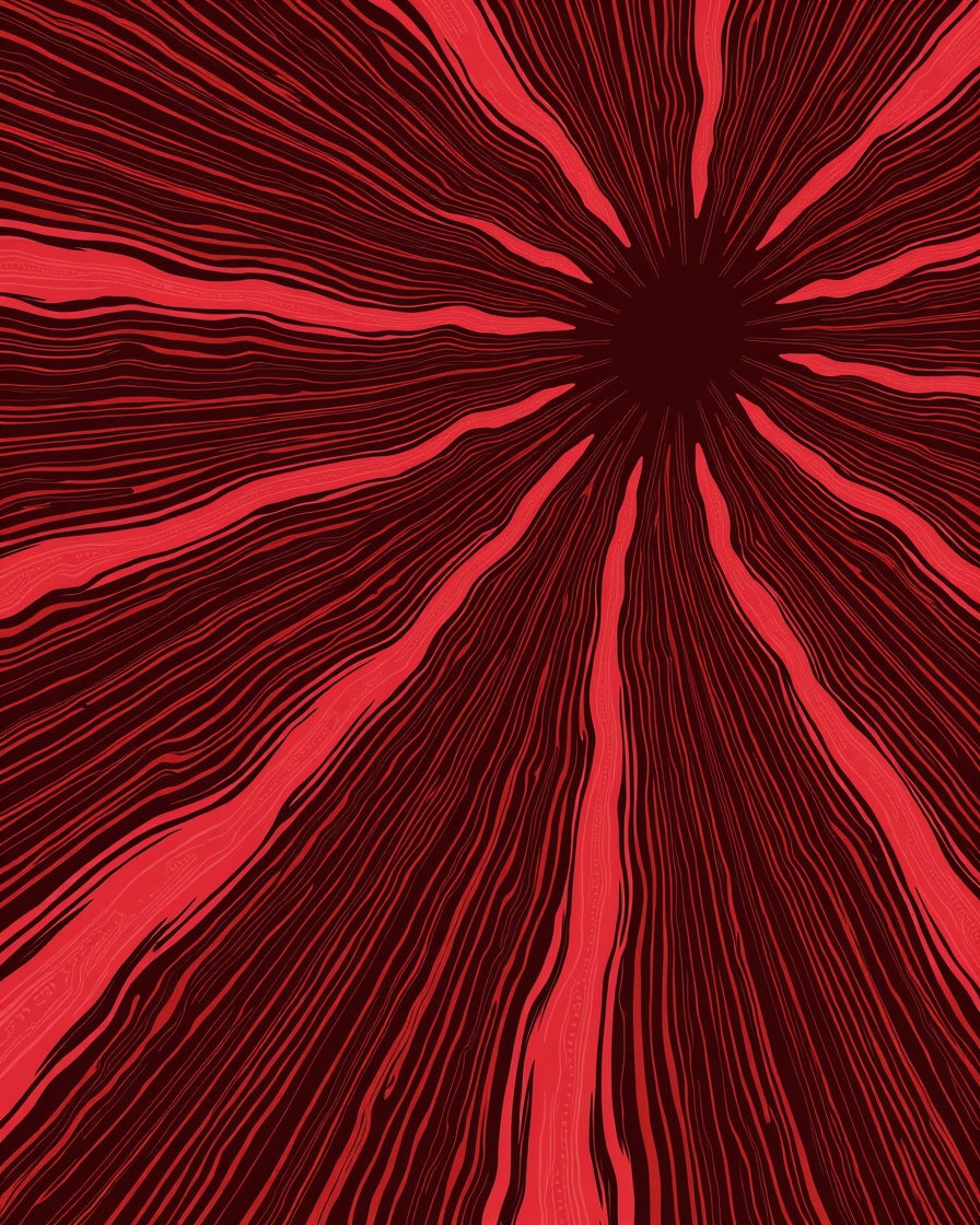 Radial Red Line Art Design Rug