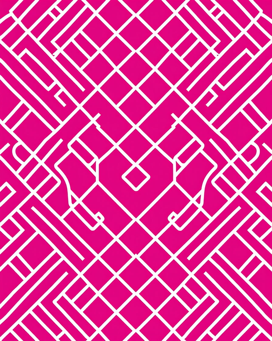 Linear Geometric Pattern with White Lines Rug