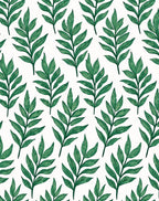Earthy Green Leaf Pattern Rug