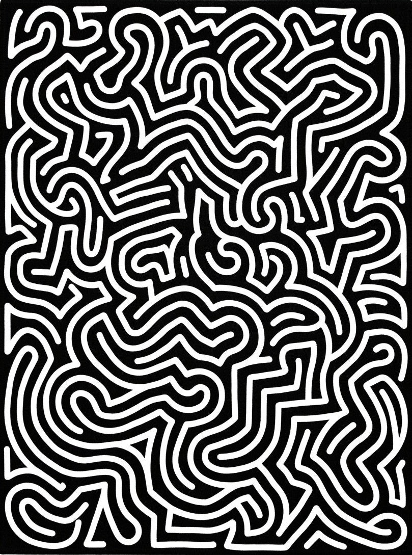 Monochrome Maze Pattern Rug