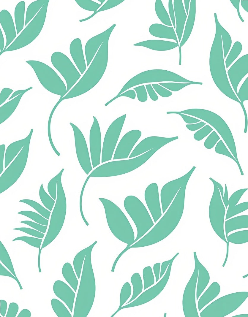 Teal Leaf Pattern Repeats Rug