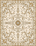 Floral Scrollwork Cream Bronze Pattern Rug