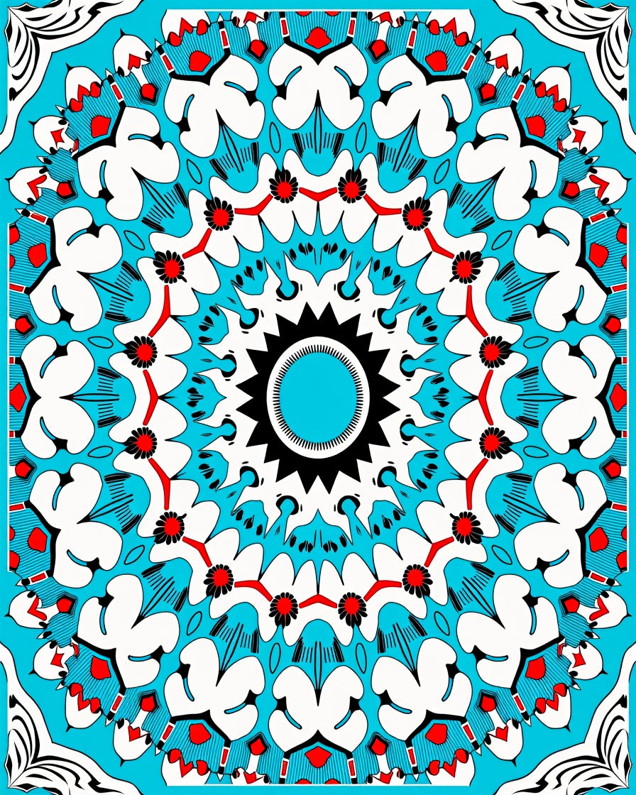 Bright Geometric Mandala Pattern Rug