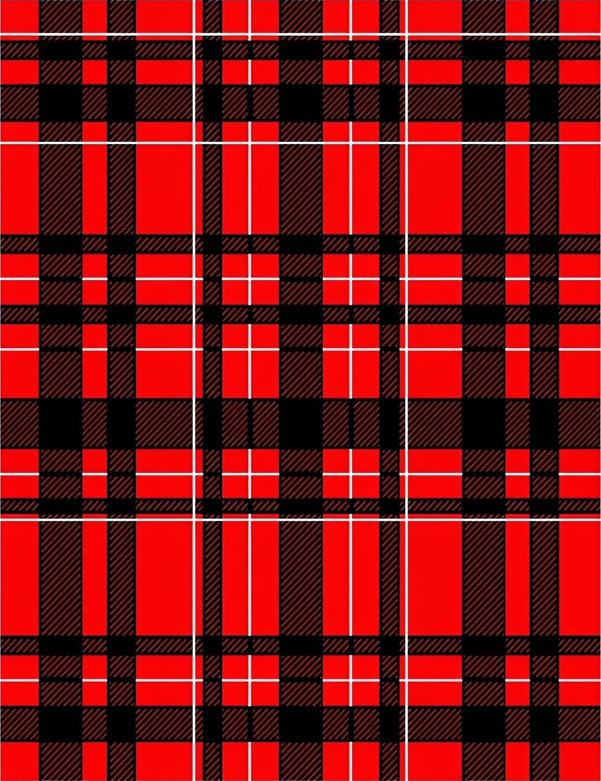 Classic Red Black Plaid Pattern Rug