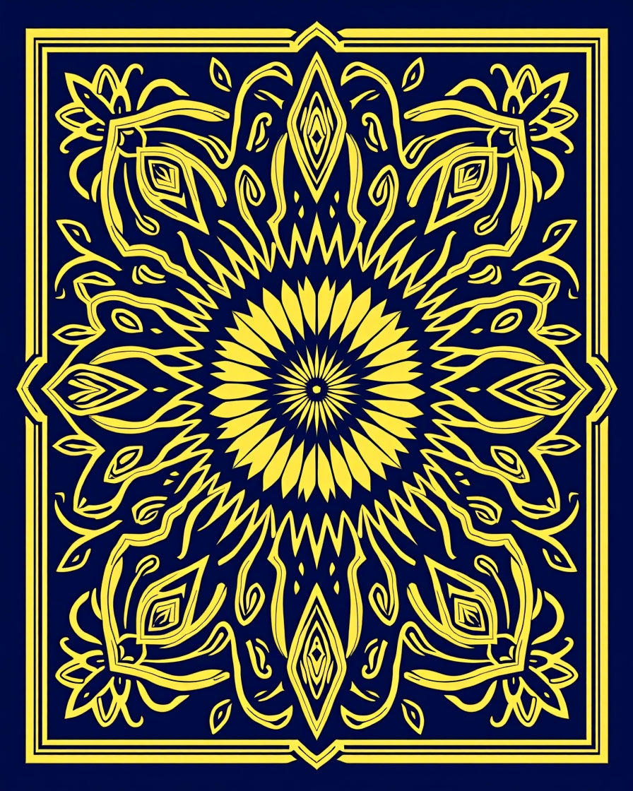 Yellow Floral Mandala Pattern Rug