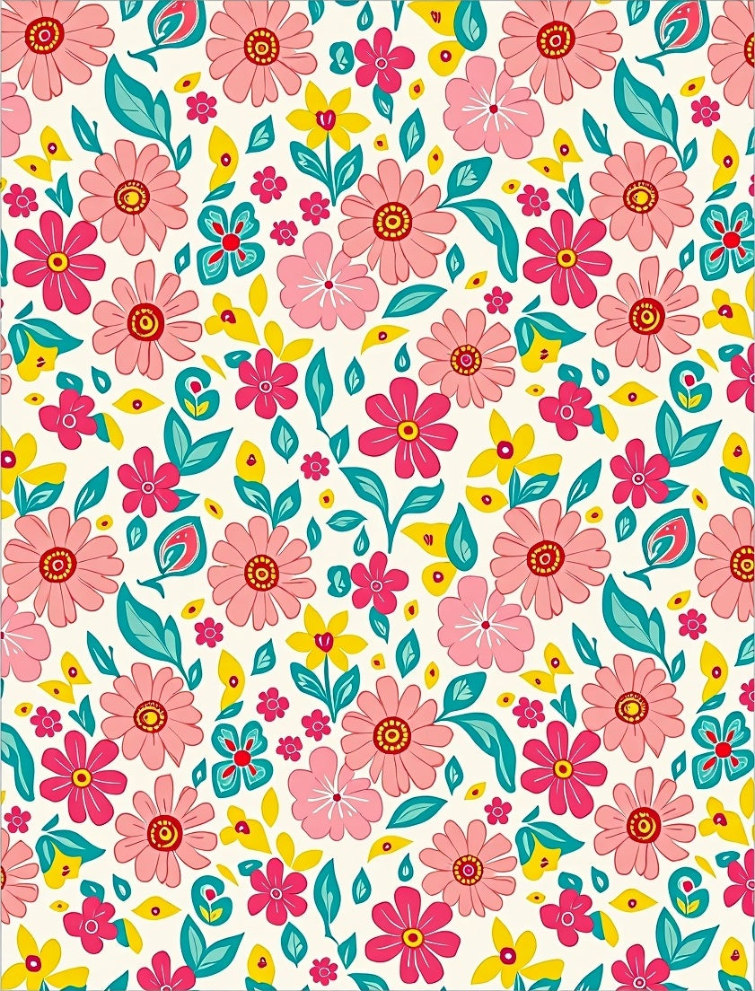 Mid Century Floral Pattern Rug