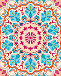Vibrant Teal Floral Mandala Design Rug