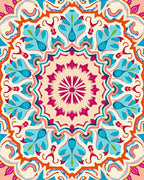 Vibrant Teal Floral Mandala Design Rug
