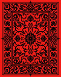 Intricate Red Black Floral Medallion Rug