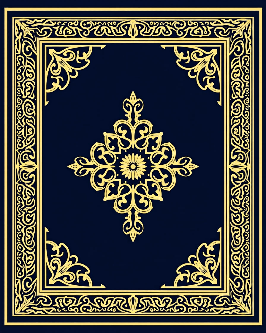 Elegant Gold Floral Medallion Pattern Rug