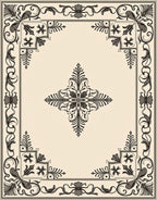 Ornate Baroque Swirl Floral Pattern Rug