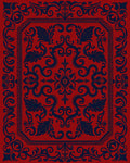 Classic Red Navy Floral Scroll Rug