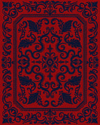 Classic Red Navy Floral Scroll Rug