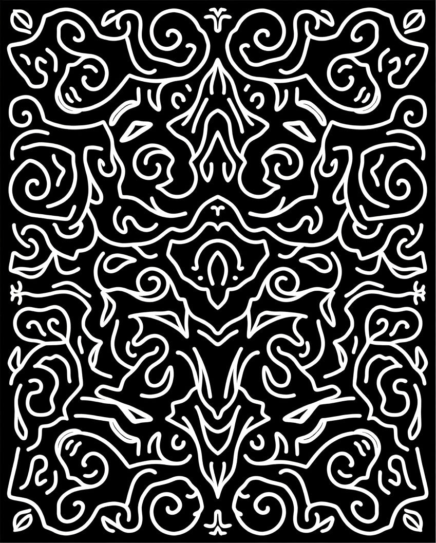 Ornate White Swirls Pattern Rug
