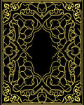 Golden Art Nouveau Floral Scroll Rug