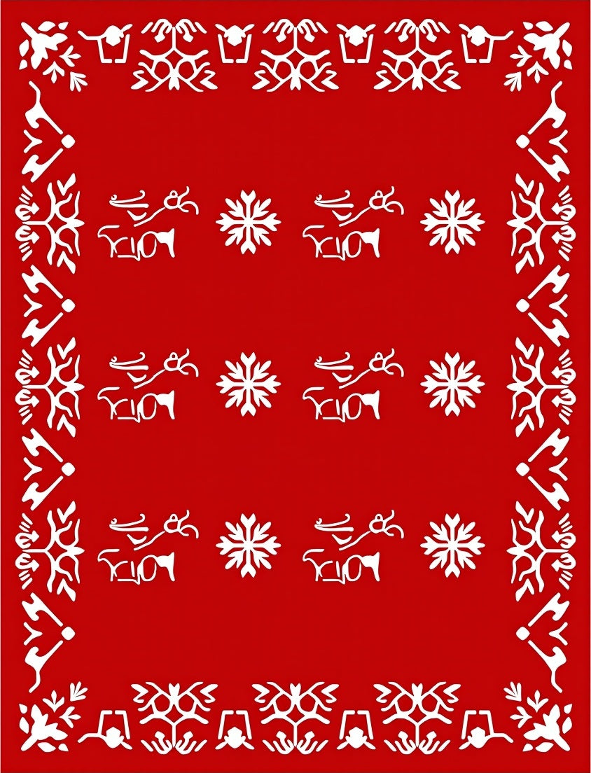 Crimson White Antler Ice bloom Stripe Rug