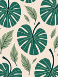 Bold Green Tropical Leaf Pattern Rug