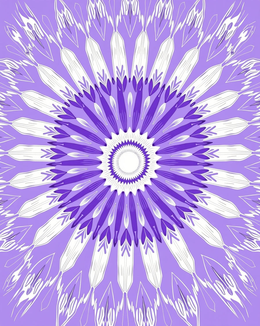 Purple White Floral Mandala Design Rug