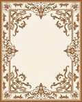 Ornate Scrollwork Rich Brown Overlay Design Rug
