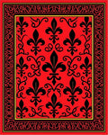 Bold Fleur De Lis Patterned Red Rug