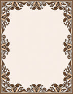Brown Floral Vine Border Design Rug
