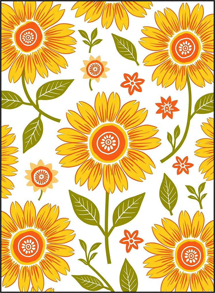 Bold Floral Sunburst Pattern Rug