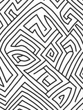 Abstract Black White Maze Design Rug