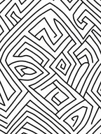 Abstract Black White Maze Design Rug