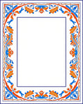 Classic Floral Border With Orange Accents Rug