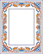 Classic Floral Border With Orange Accents Rug
