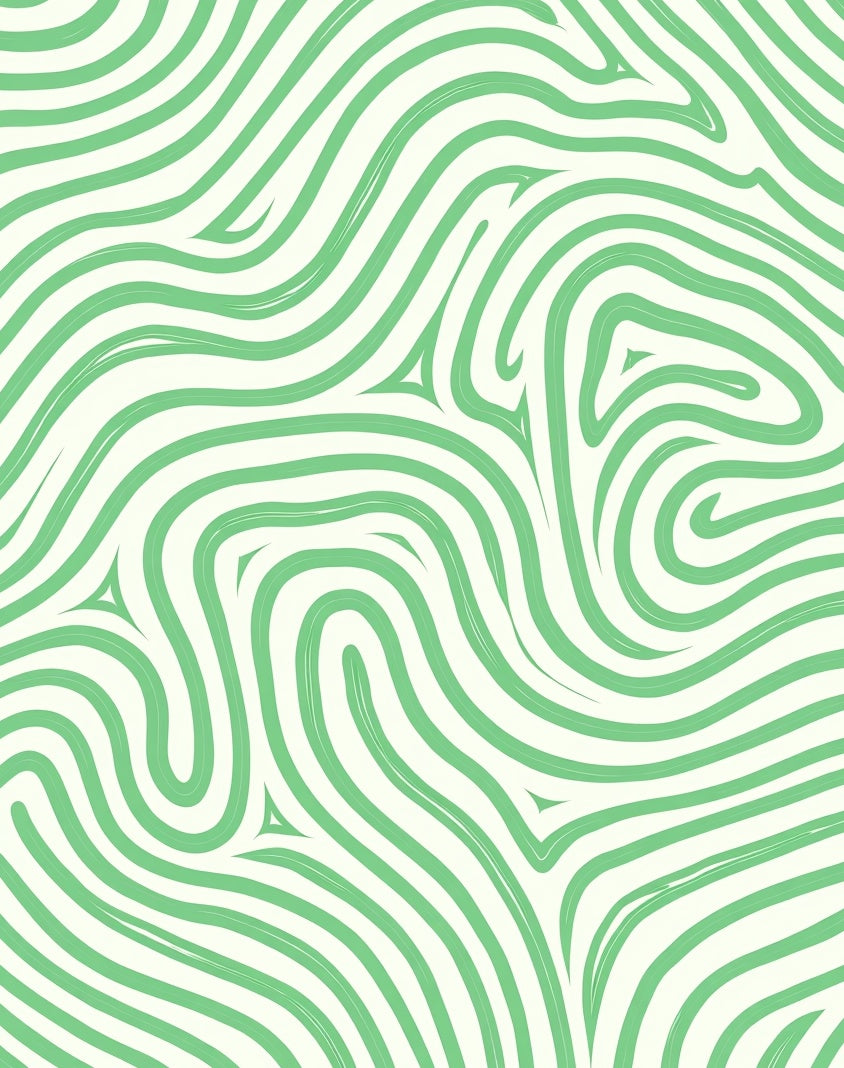 Flowing Green Lines Organic Pattern Rug