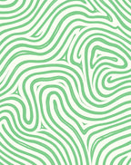 Flowing Green Lines Organic Pattern Rug