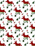 Red Reindeer Holly Berry Collage Rug