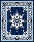 Intricate Floral Border Dark Blue Rug