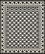 Complex Geometric Black and Cream Pattern Rug