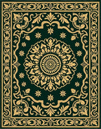 Vintage Floral Green Gold Pattern Rug