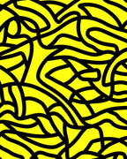 Bold Black Abstract Yellow Curves Rug