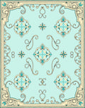 Aqua Teal Floral Medallion Art Nouveau Rug