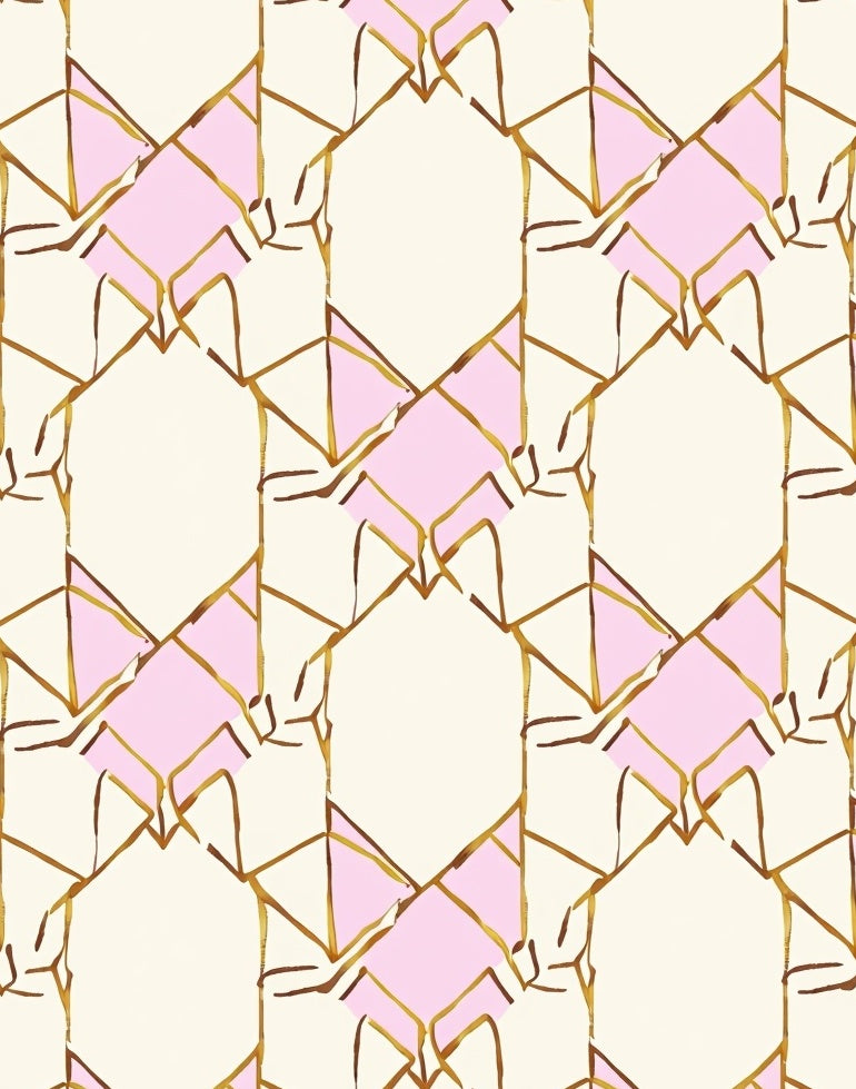 Modern Gold Geometric Hexagon Pattern Rug