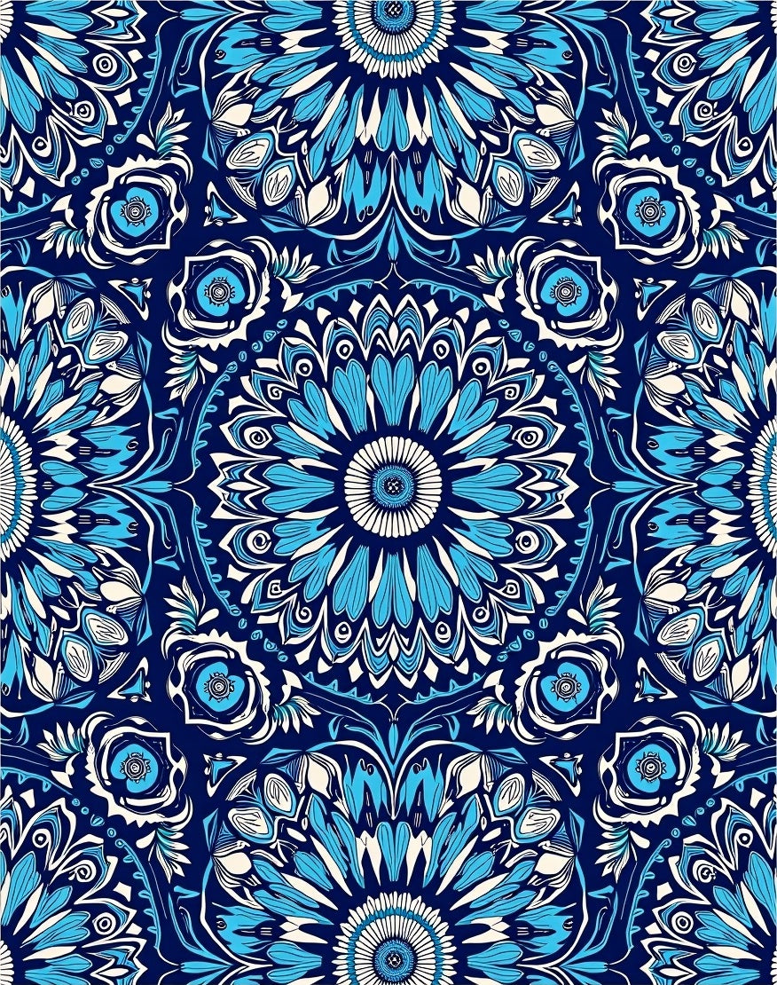 Intricate Floral Mandala Pattern Design Rug